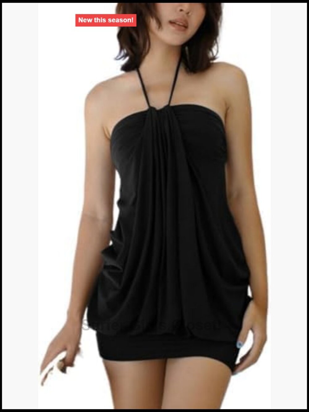 Women's Halter Ruched Tube Strapless Mini Dress Sleeveless Bodycon Party